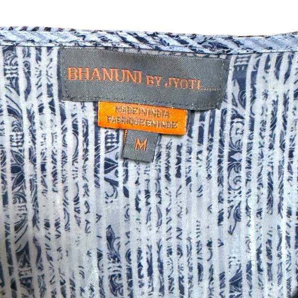 Anthropologie Bhanuni by Jyoti Womens Linne Embroidered Beaded Blue Dress Medium - Picture 4 of 13